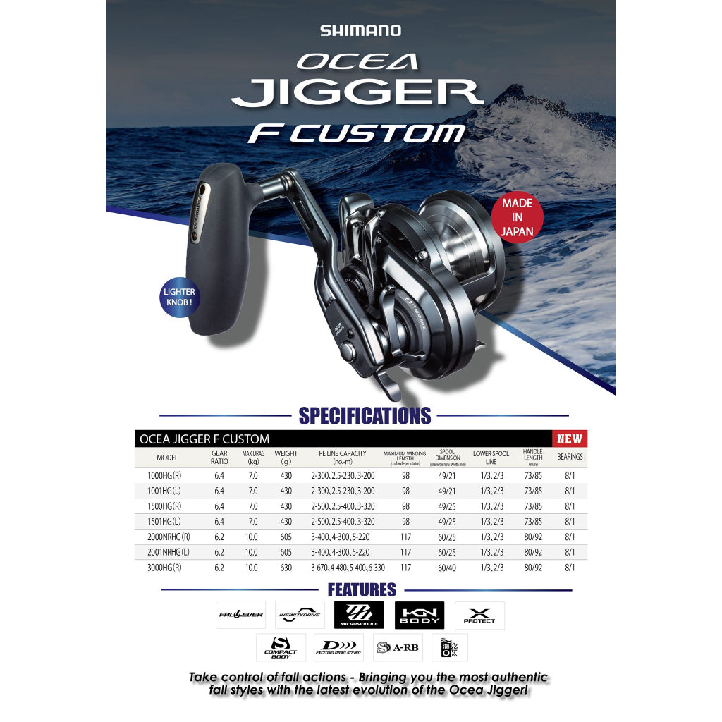 SHIMANO OCEA JIGGER F CUSTOM 1501HG 2001NRHG